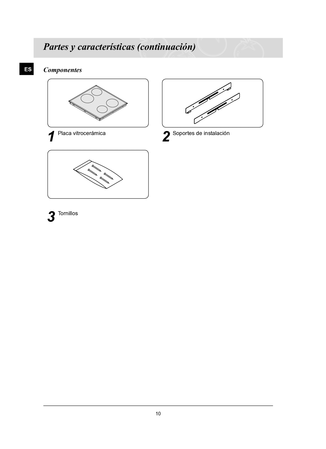 Samsung C61R2AAST/XEC manual Partes y características continuación, ES Componentes 