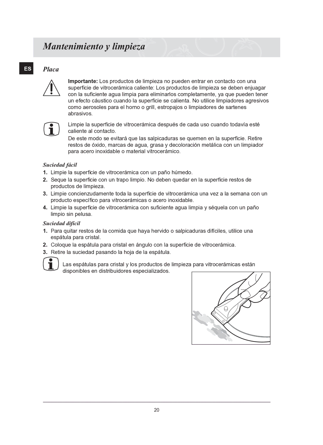 Samsung C61R2AAST/XEC manual Mantenimiento y limpieza, ES Placa 