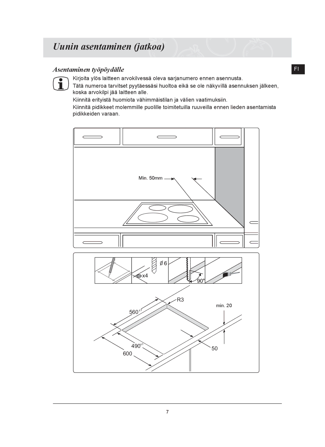 Samsung C61R2AAST/XEE manual Asentaminen työpöydälle 