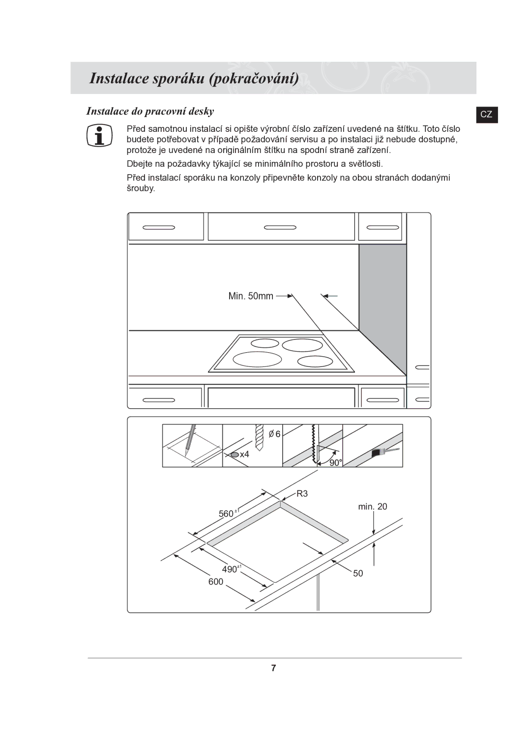 Samsung C61R2AAST/XEH manual Instalace do pracovní desky 