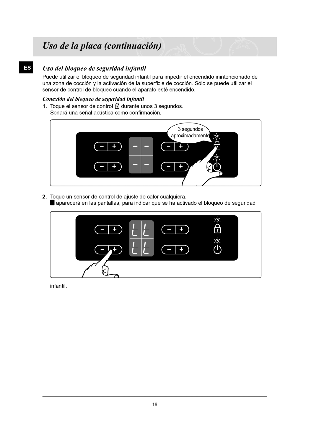 Samsung C61R2ACN/XEC manual Uso del bloqueo de seguridad infantil, Conexión del bloqueo de seguridad infantil 