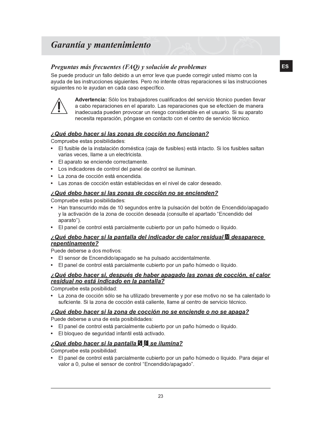 Samsung C61R2ACN/XEC manual Garantía y mantenimiento, Preguntas más frecuentes FAQ y solución de problemas 