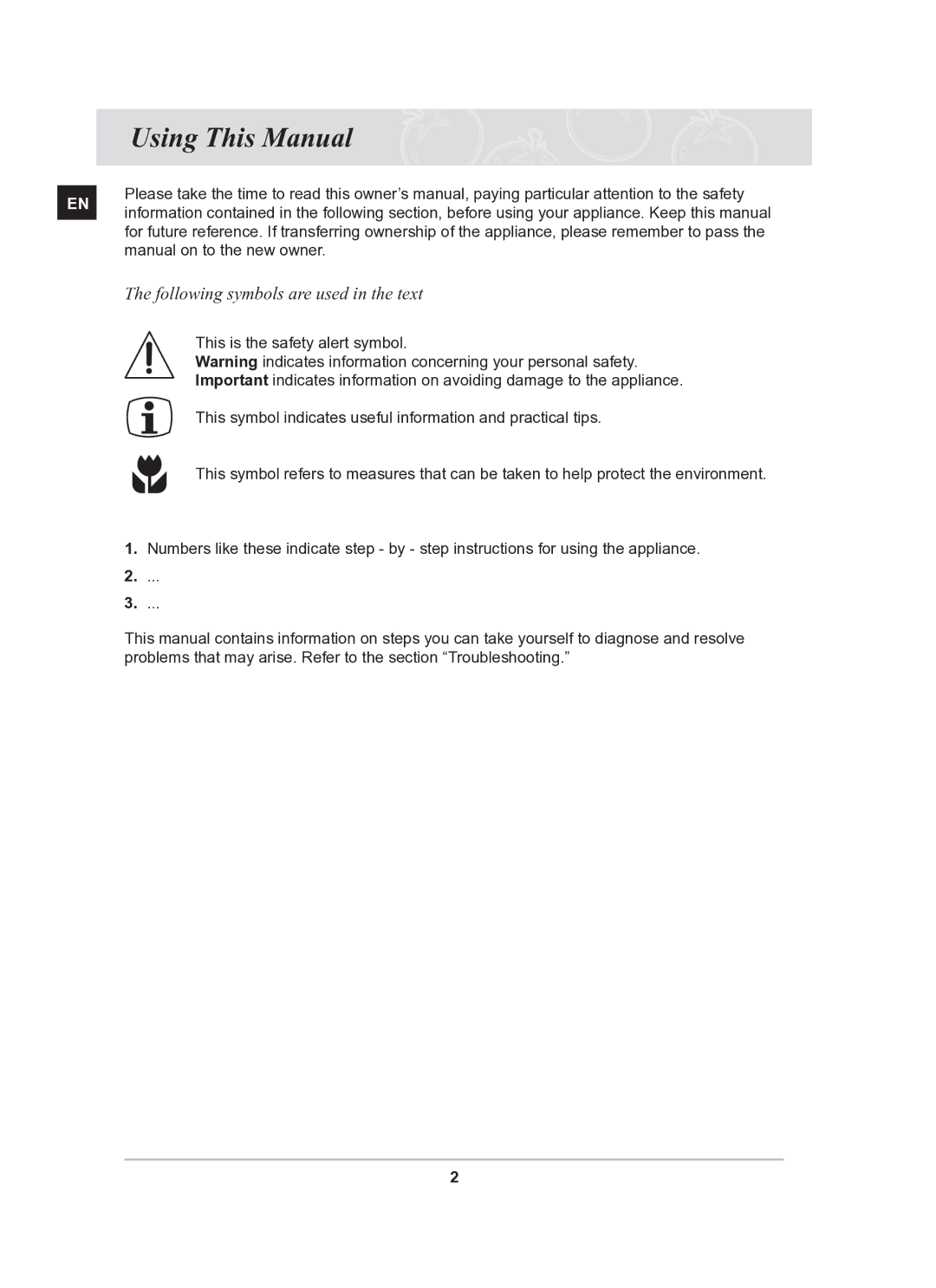 Samsung C61R2AEE/BOL manual Using This Manual, Following symbols are used in the text 