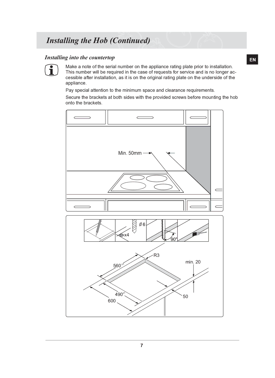 Samsung C61R2AEE/BOL manual Installing into the countertop 