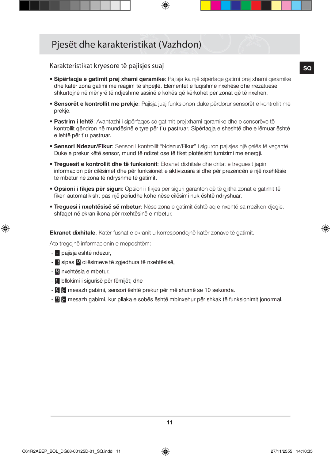 Samsung C61R2AEEP/XEH manual Karakteristikat kryesore të pajisjes suaj 