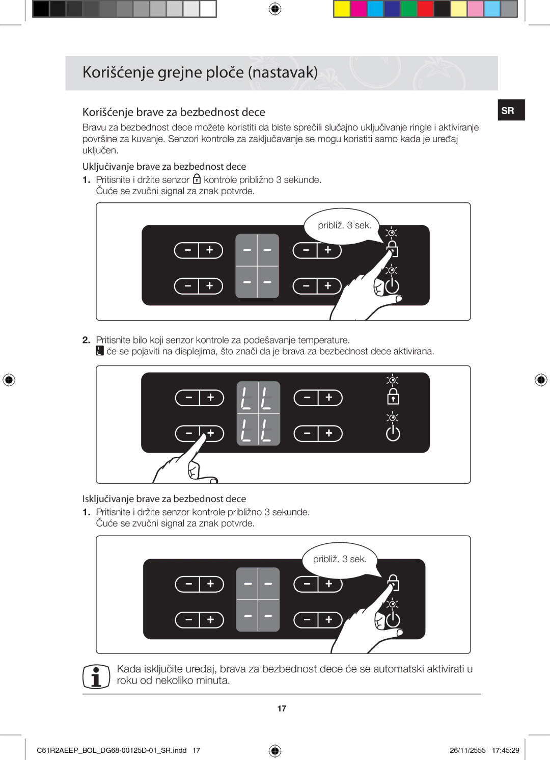 Samsung C61R2AEEP/XEH manual Korišćenje brave za bezbednost dece 