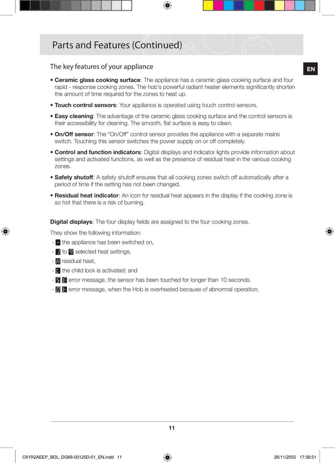 Samsung C61R2AEEP/XEH manual Key features of your appliance 