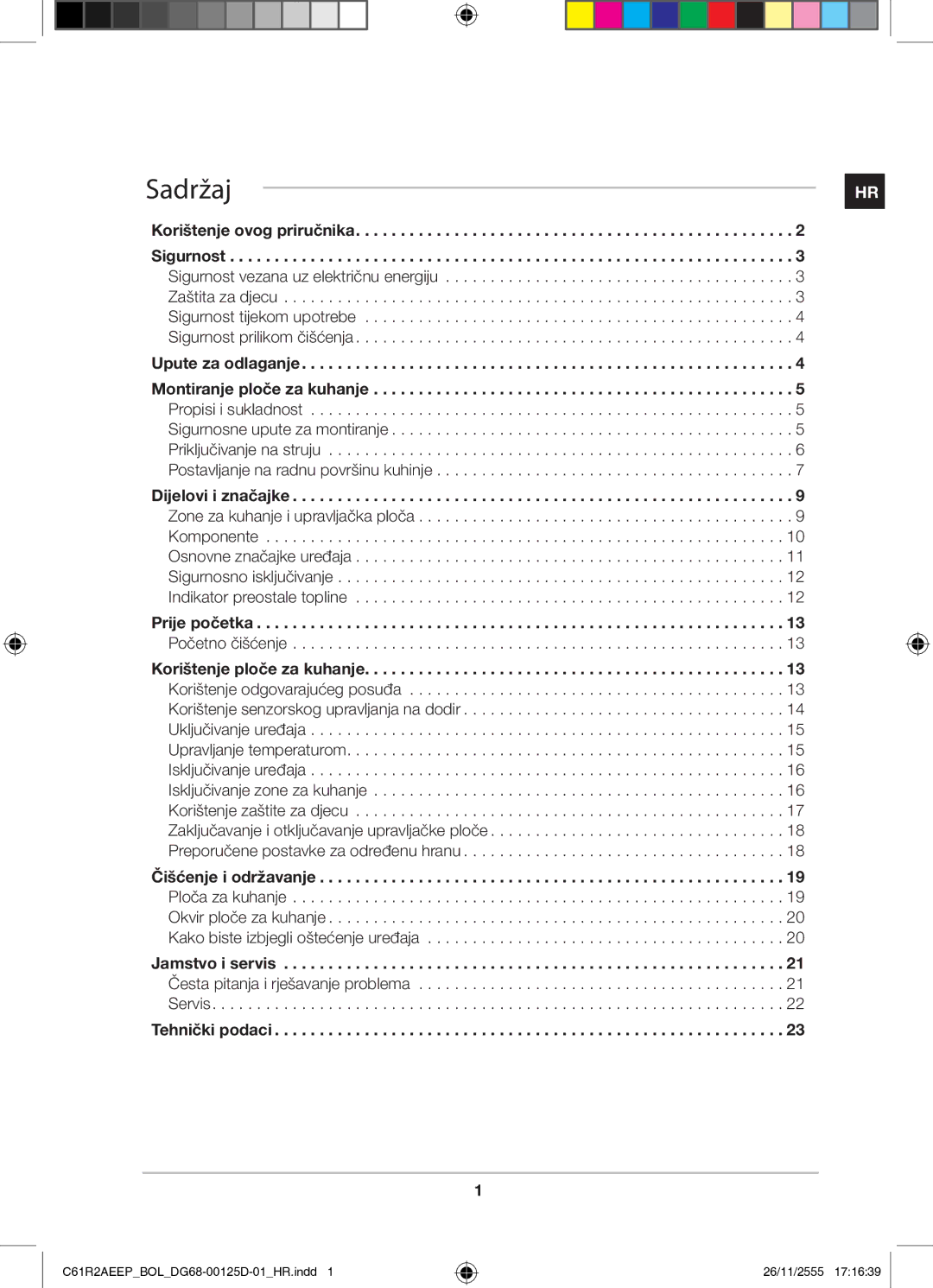 Samsung C61R2AEEP/XEH manual SadržajHR 