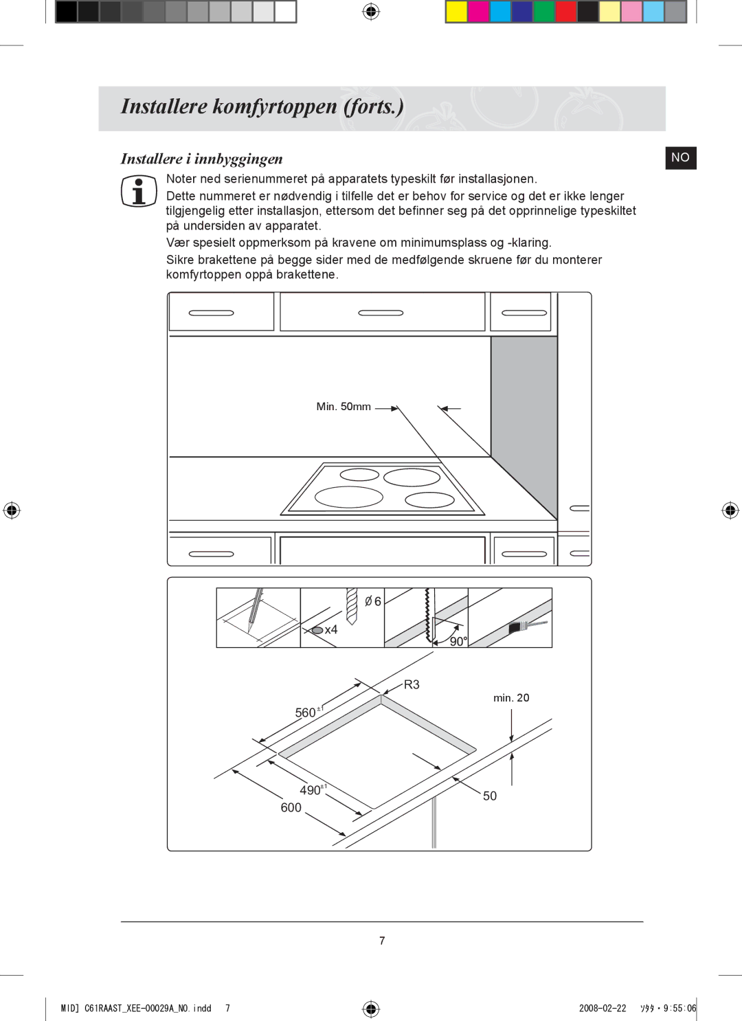 Samsung C61R2AEE/XEE manual Installere i innbyggingen 