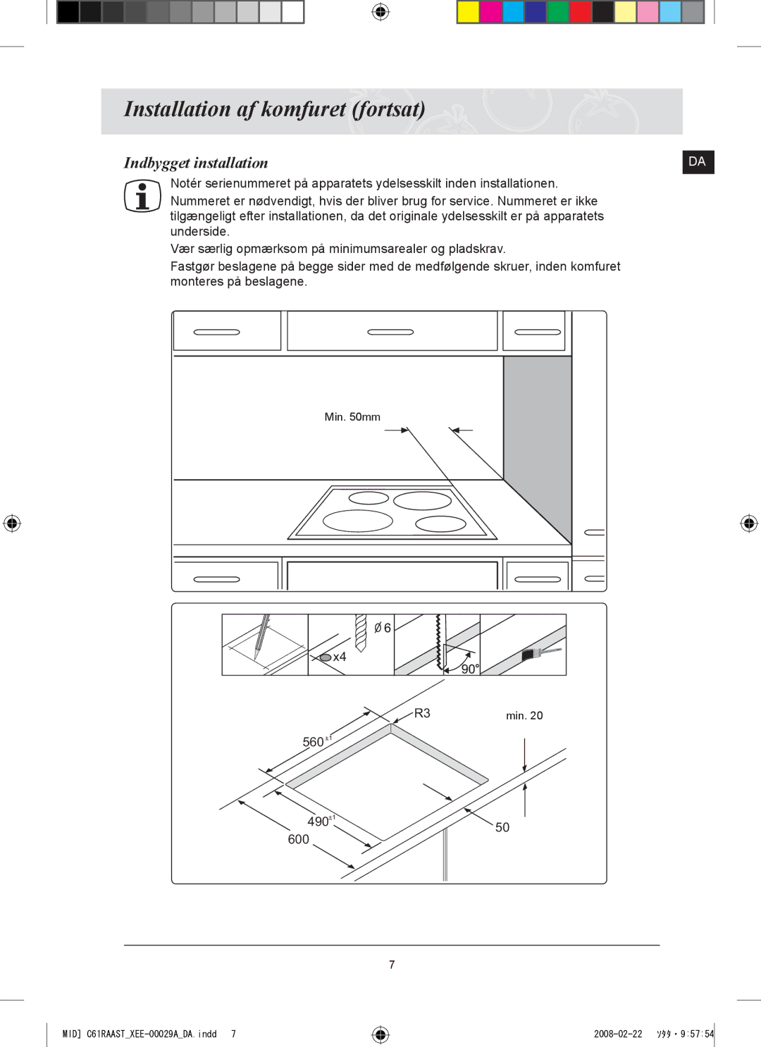 Samsung C61R2AEE/XEE manual Indbygget installation 