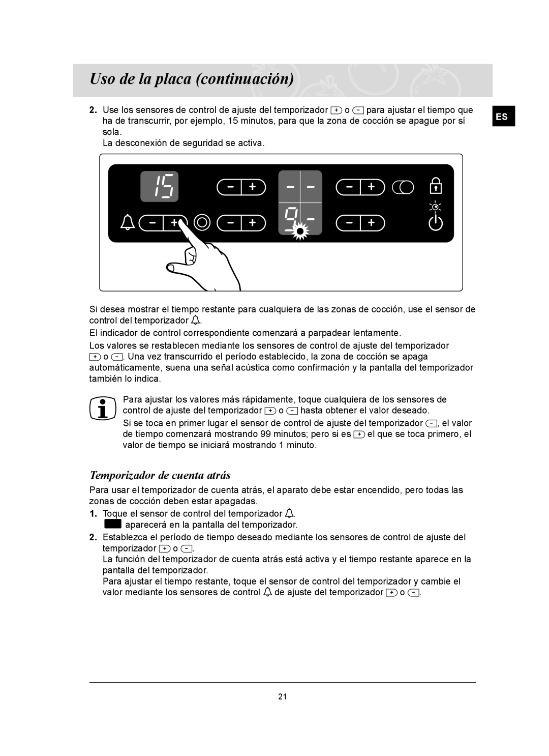 Samsung C61R2CAST/XEC manual Temporizador de cuenta atrás 