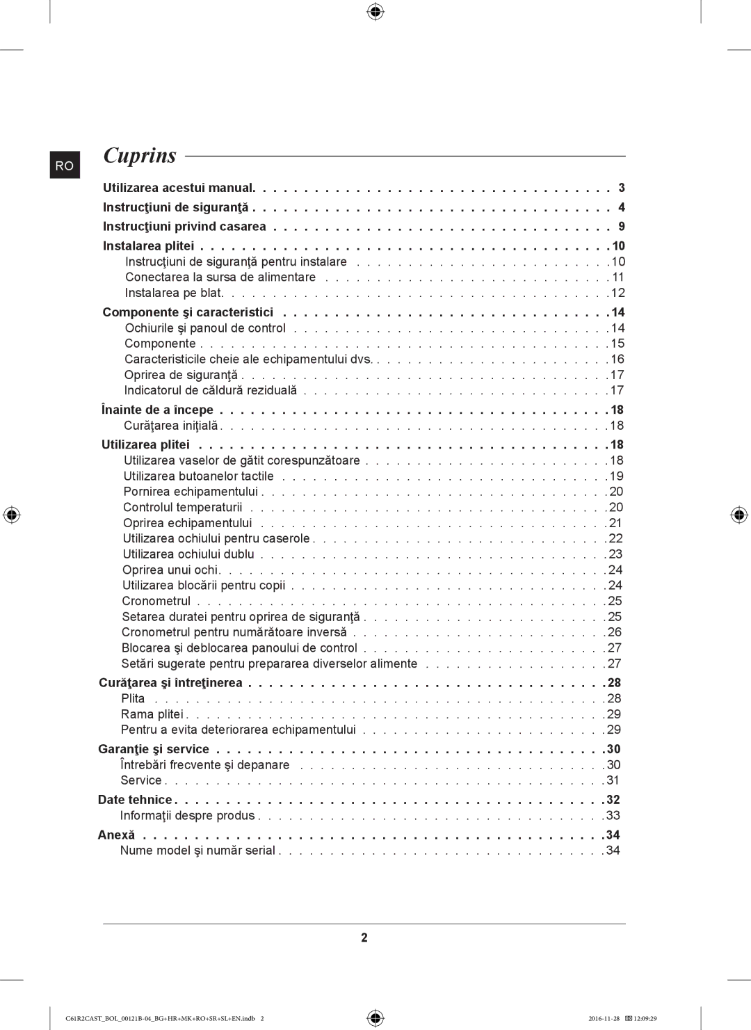 Samsung C61R2CCN/XEH, C61R2CCN/BOL, C61R2CAST/BOL manual Cuprins 