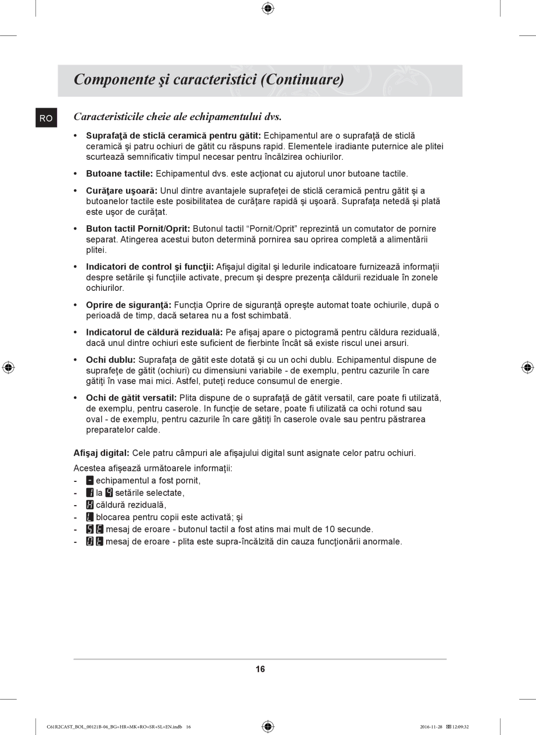 Samsung C61R2CAST/BOL, C61R2CCN/BOL, C61R2CCN/XEH manual Caracteristicile cheie ale echipamentului dvs 