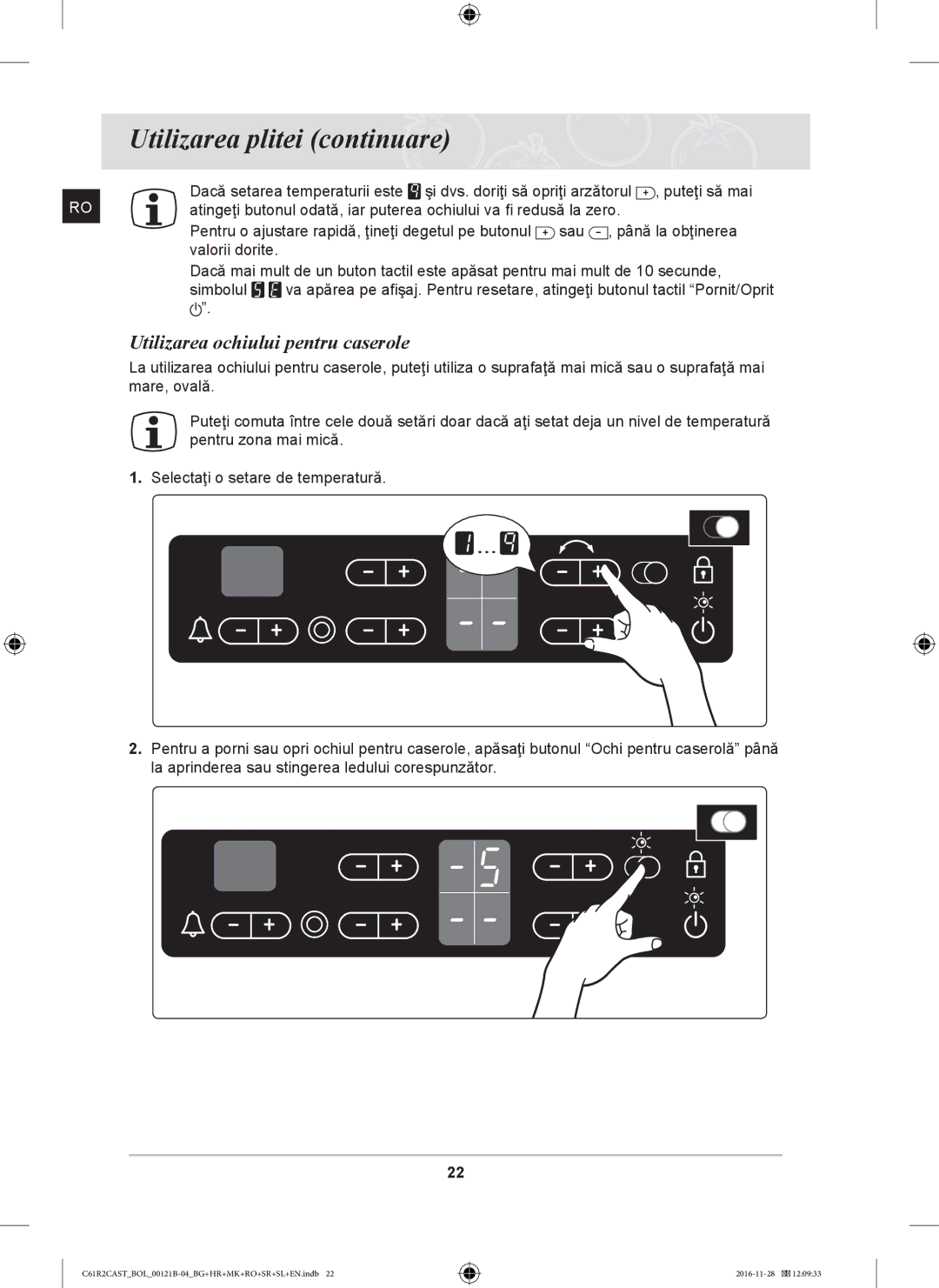 Samsung C61R2CAST/BOL, C61R2CCN/BOL, C61R2CCN/XEH manual Utilizarea ochiului pentru caserole 