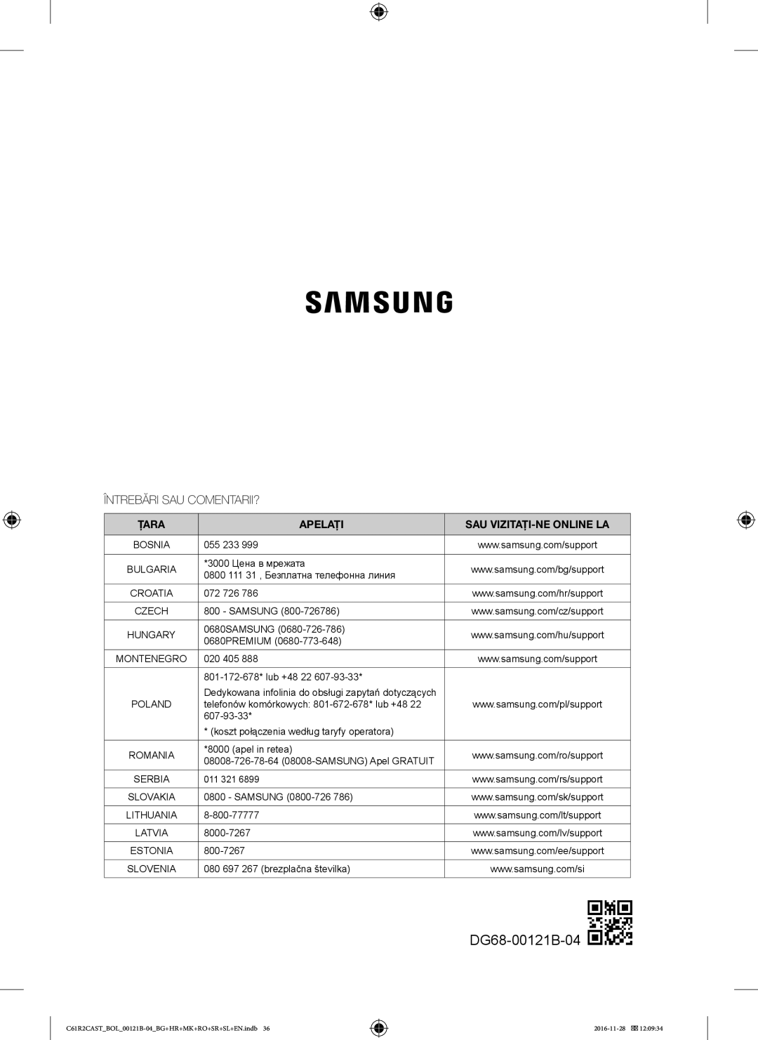 Samsung C61R2CCN/BOL, C61R2CAST/BOL, C61R2CCN/XEH manual Întrebări SAU COMENTARII? 