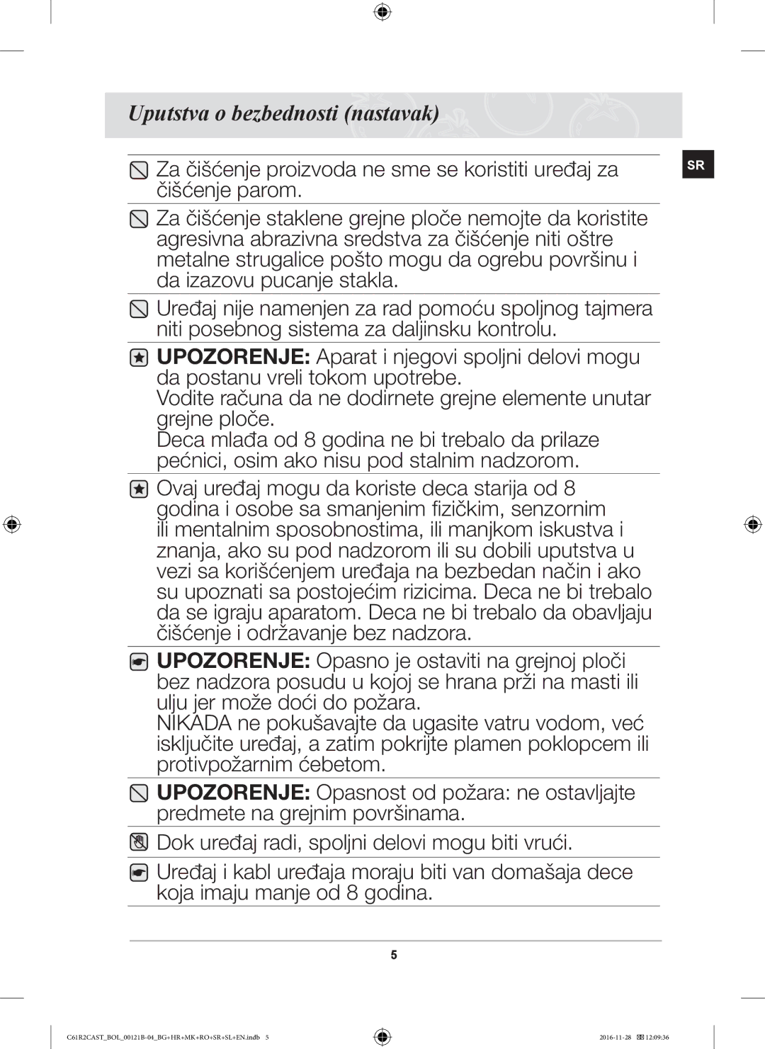 Samsung C61R2CCN/XEH, C61R2CCN/BOL, C61R2CAST/BOL manual Uputstva o bezbednosti nastavak 