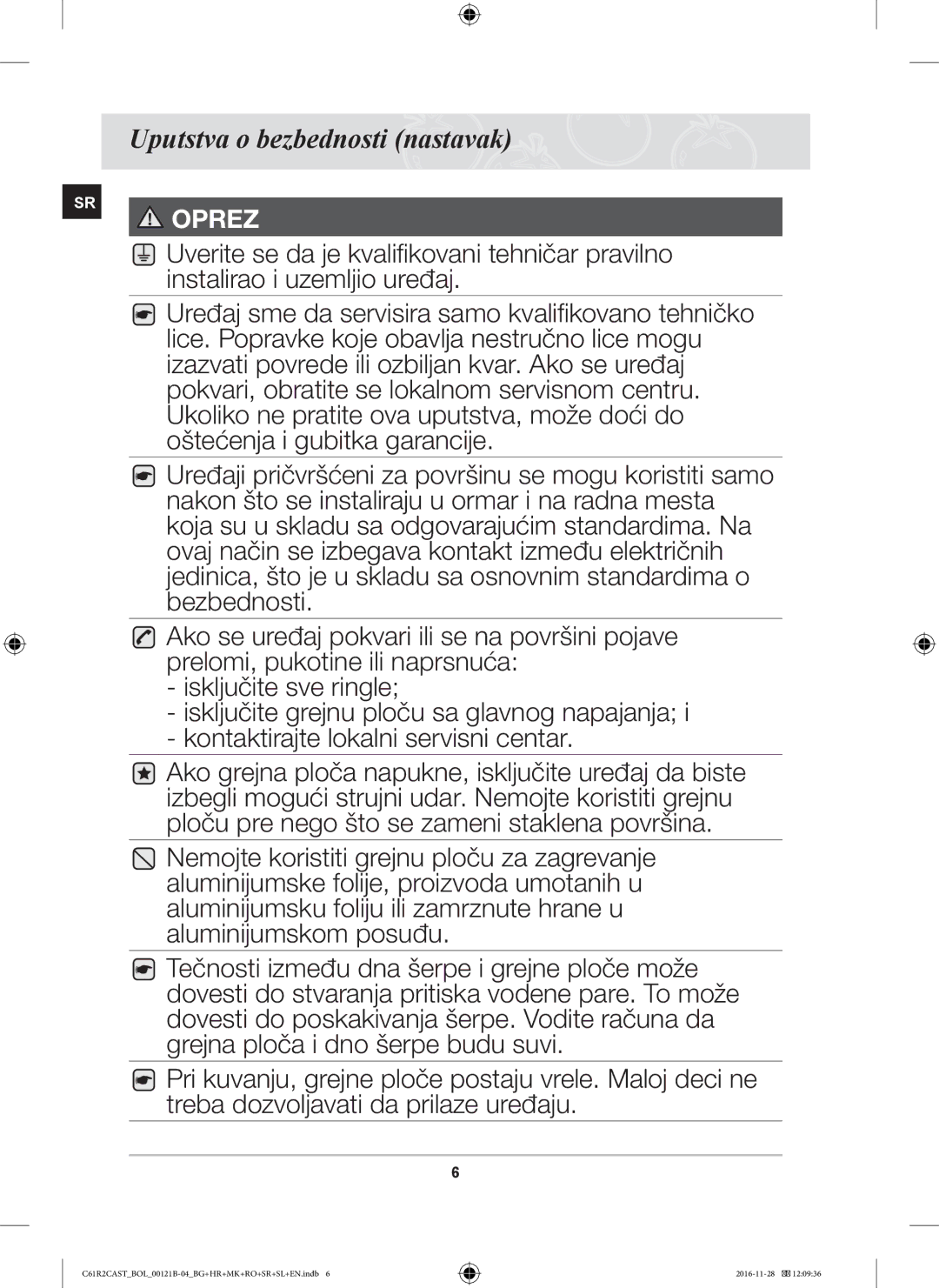 Samsung C61R2CCN/BOL, C61R2CAST/BOL, C61R2CCN/XEH manual Oprez 