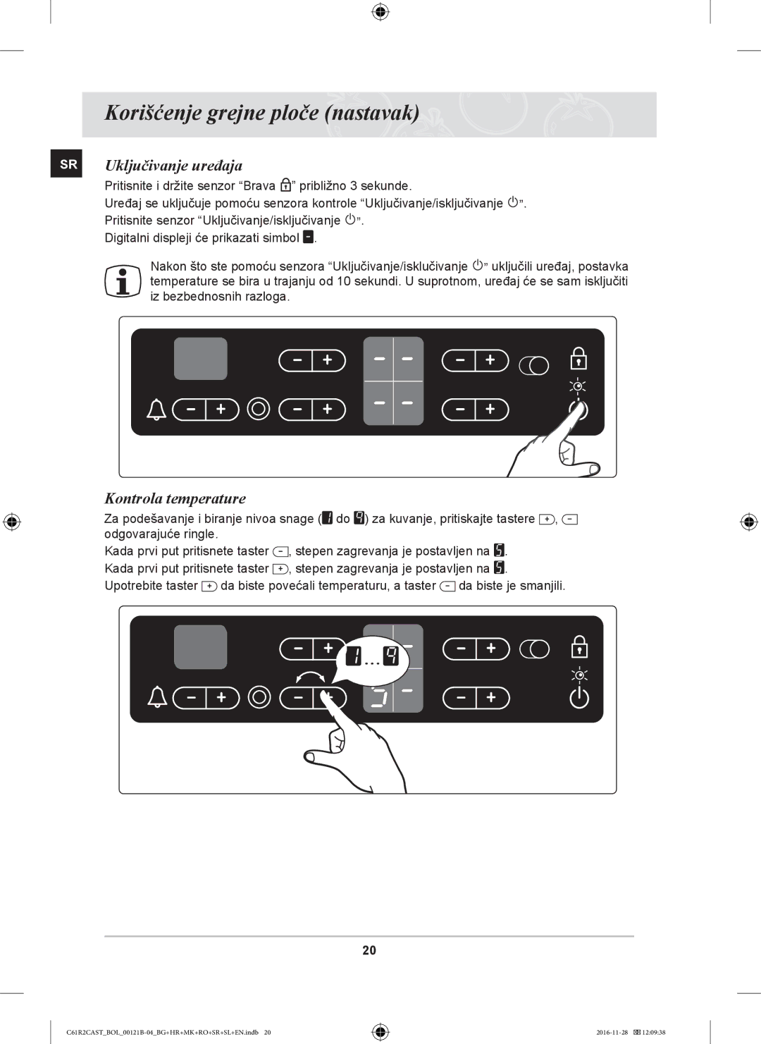 Samsung C61R2CCN/XEH, C61R2CCN/BOL, C61R2CAST/BOL manual SR Uključivanje uređaja, Kontrola temperature 