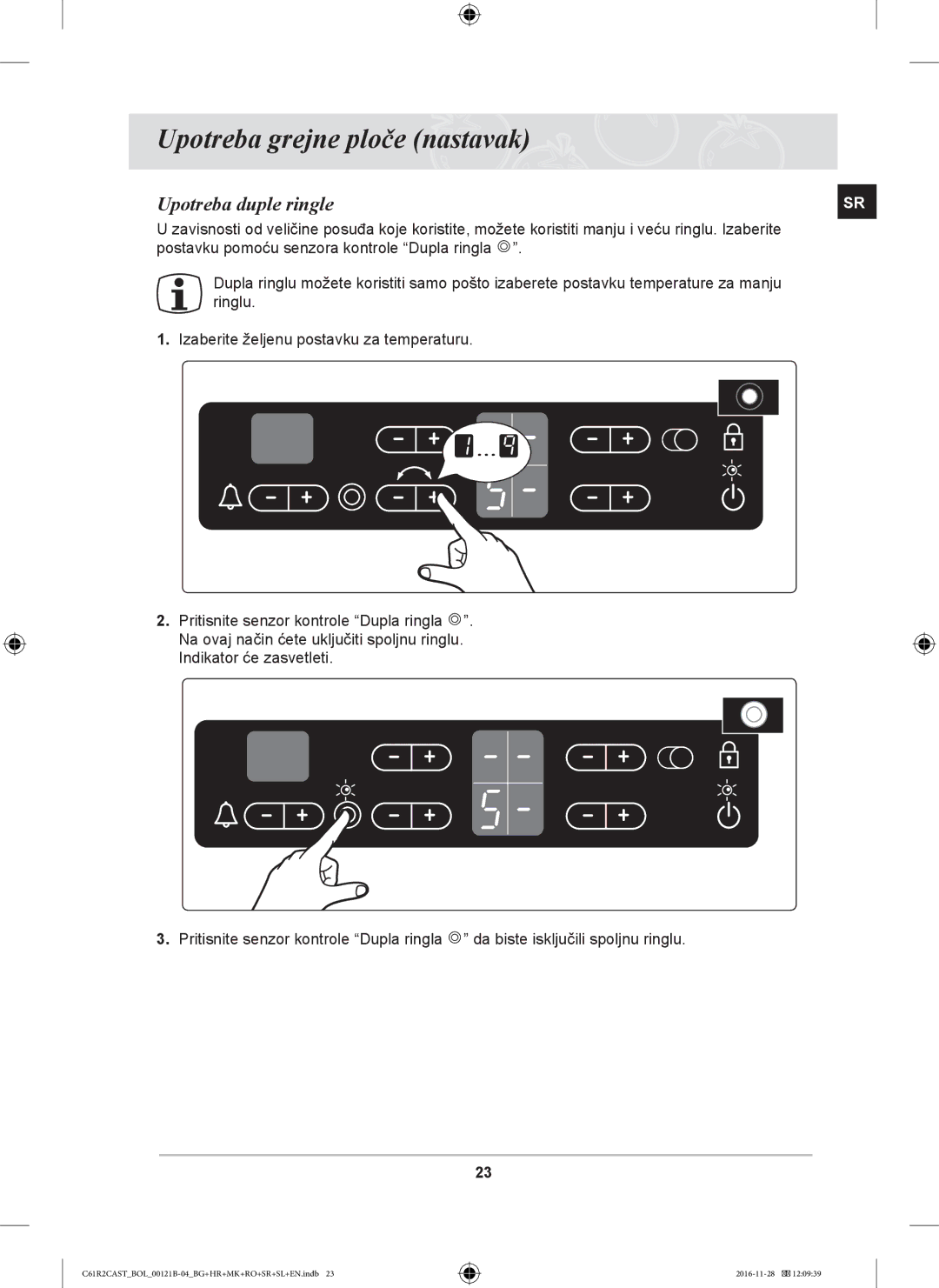 Samsung C61R2CCN/XEH, C61R2CCN/BOL, C61R2CAST/BOL manual Upotreba grejne ploče nastavak, Upotreba duple ringle 