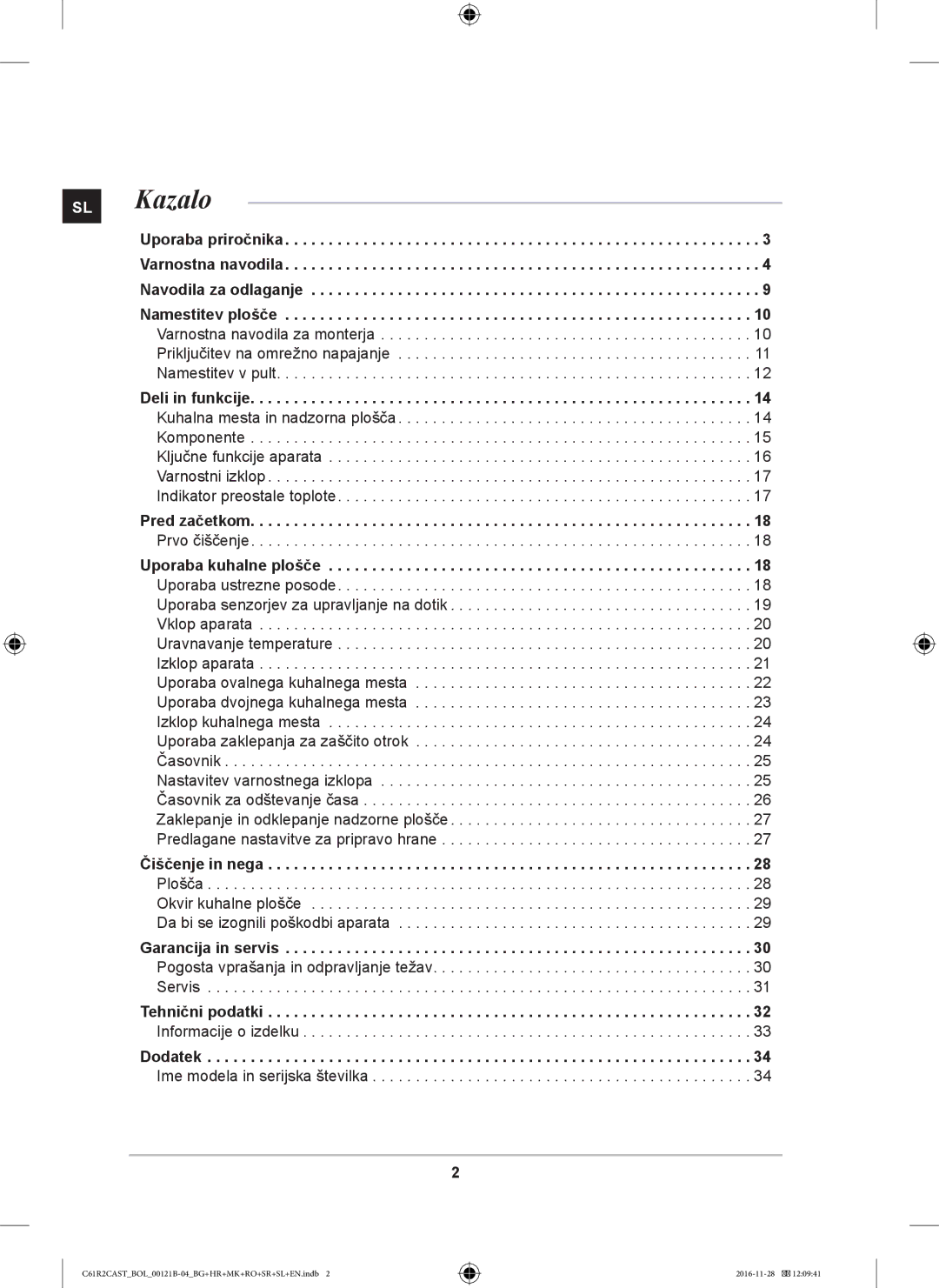 Samsung C61R2CCN/XEH, C61R2CCN/BOL, C61R2CAST/BOL manual Kazalo 