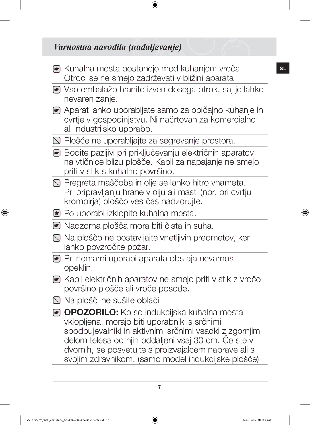 Samsung C61R2CAST/BOL, C61R2CCN/BOL, C61R2CCN/XEH manual Varnostna navodila nadaljevanje 