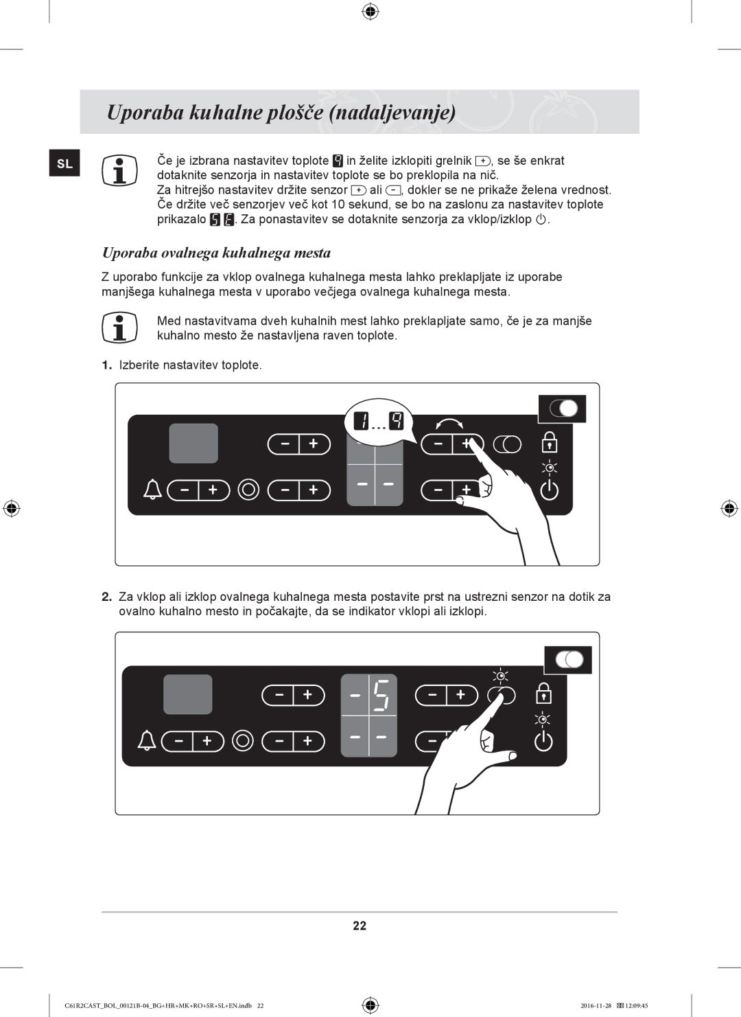 Samsung C61R2CAST/BOL, C61R2CCN/BOL, C61R2CCN/XEH manual Uporaba ovalnega kuhalnega mesta 