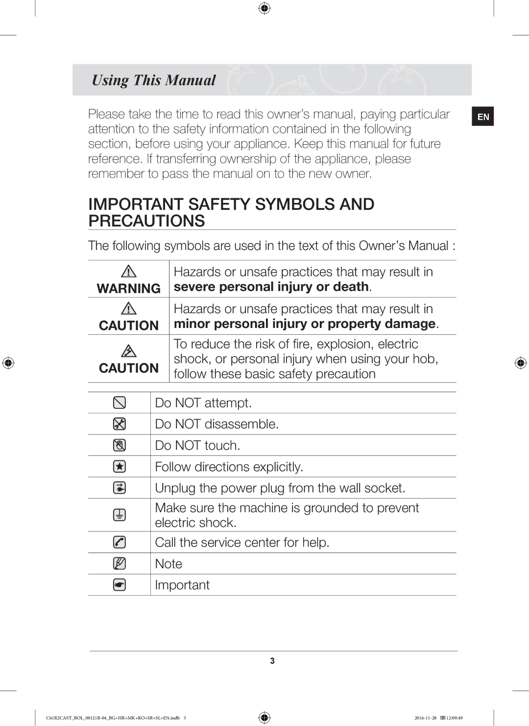 Samsung C61R2CCN/BOL, C61R2CAST/BOL, C61R2CCN/XEH manual Important Safety Symbols and Precautions, Using This Manual 