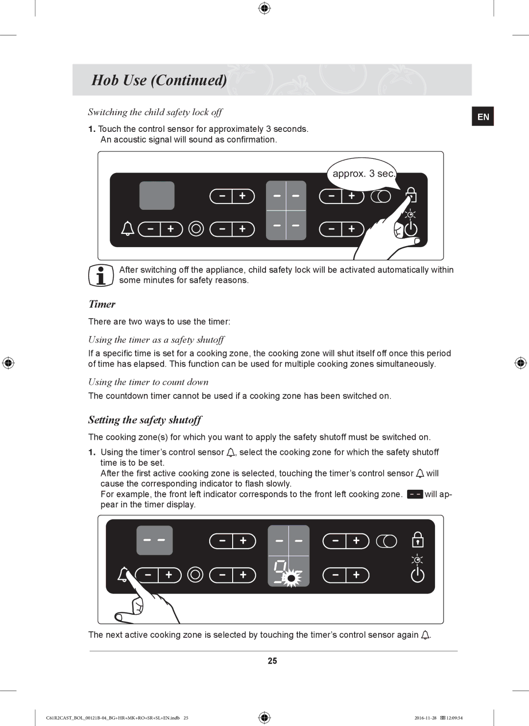 Samsung C61R2CAST/BOL, C61R2CCN/BOL, C61R2CCN/XEH Timer, Setting the safety shutoff, Using the timer as a safety shutoff 