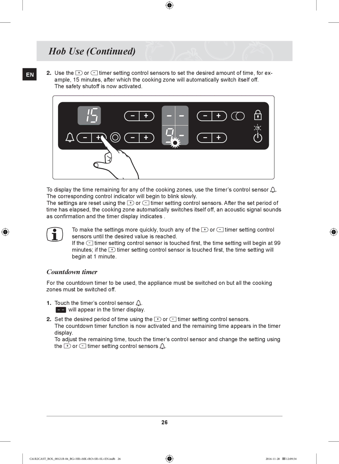 Samsung C61R2CCN/XEH, C61R2CCN/BOL, C61R2CAST/BOL manual Countdown timer 