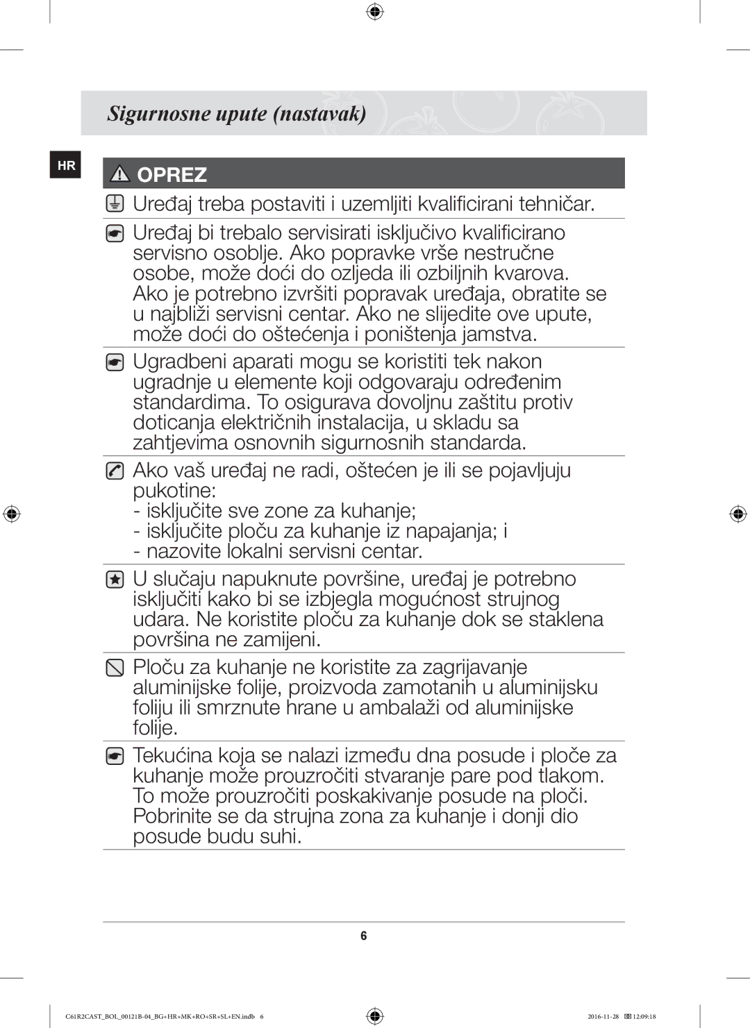 Samsung C61R2CCN/BOL, C61R2CAST/BOL, C61R2CCN/XEH manual HR Oprez 