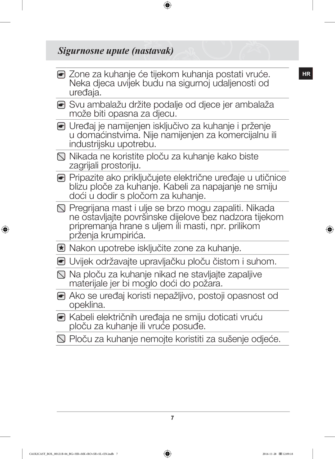 Samsung C61R2CAST/BOL, C61R2CCN/BOL, C61R2CCN/XEH manual Sigurnosne upute nastavak 