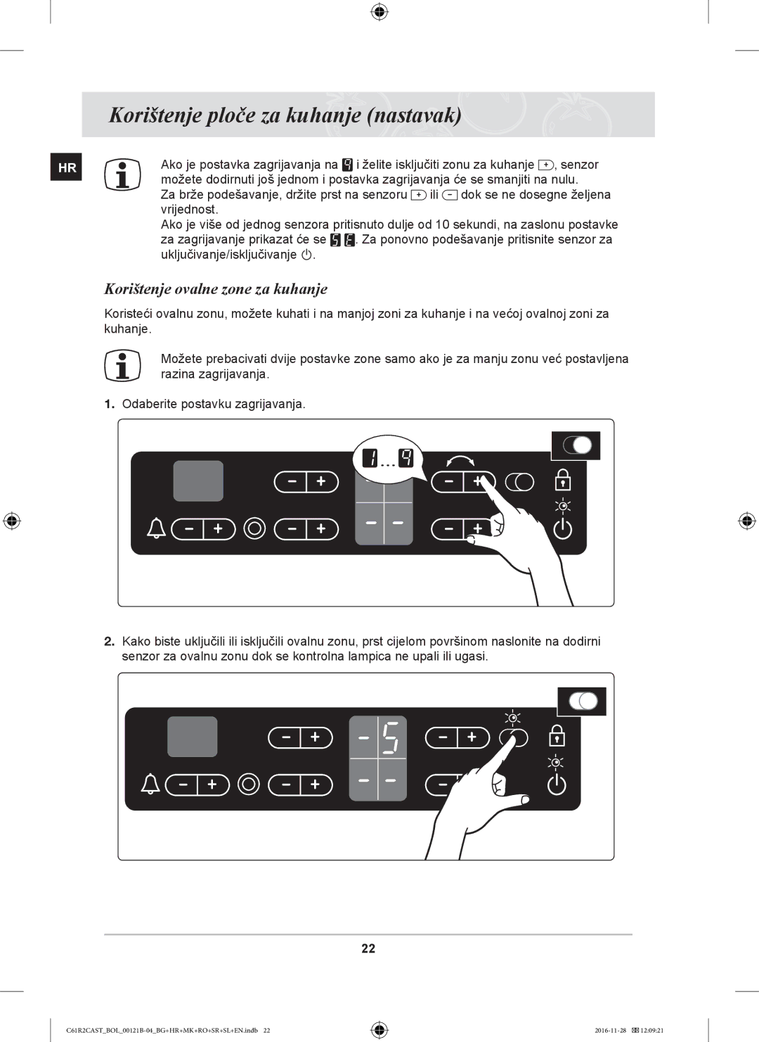 Samsung C61R2CAST/BOL, C61R2CCN/BOL, C61R2CCN/XEH manual Korištenje ovalne zone za kuhanje 