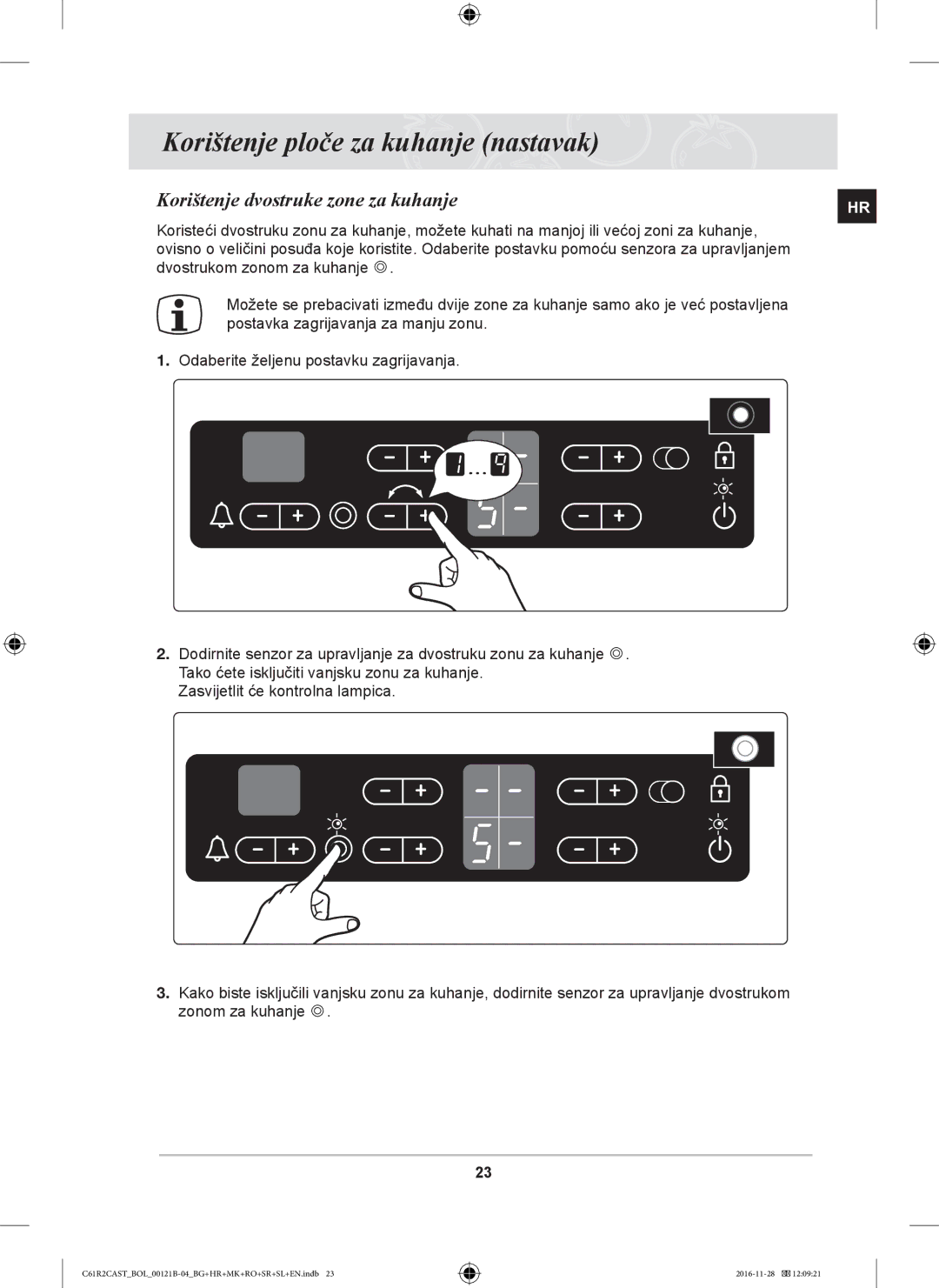 Samsung C61R2CCN/XEH, C61R2CCN/BOL, C61R2CAST/BOL manual Korištenje dvostruke zone za kuhanje 