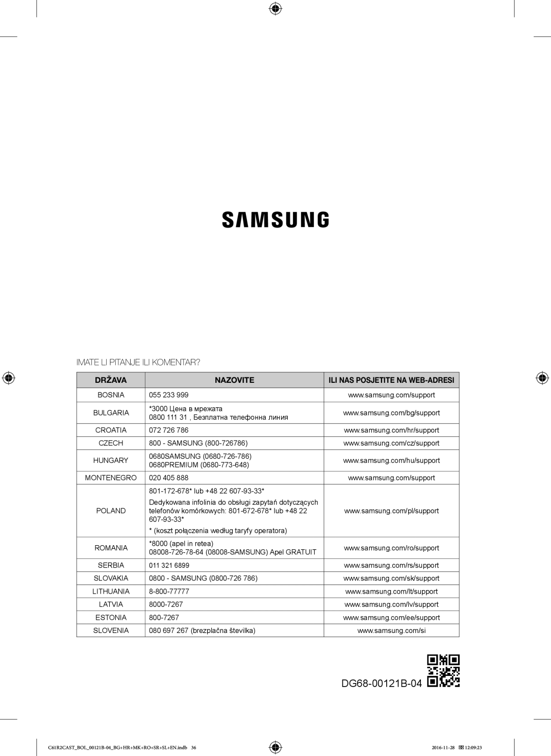 Samsung C61R2CCN/BOL, C61R2CAST/BOL, C61R2CCN/XEH manual Imate LI Pitanje ILI KOMENTAR? 