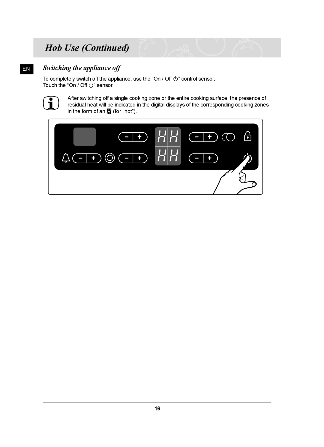 Samsung C61R2CCN/XEH, PKG003/XEH manual EN Switching the appliance off 