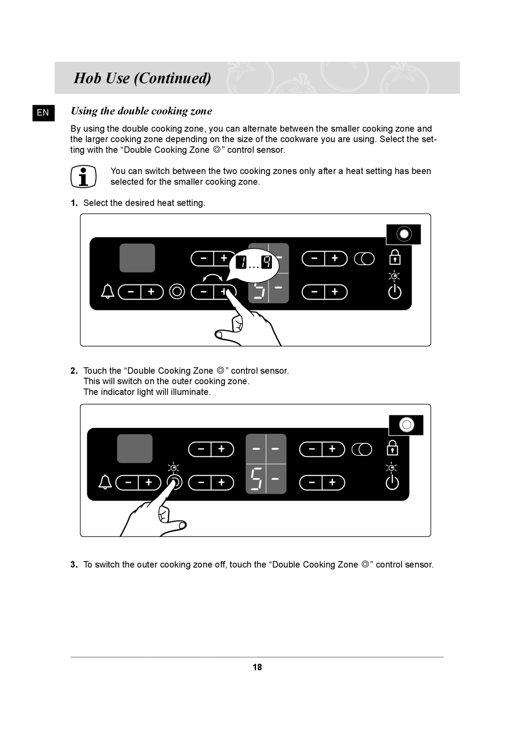 Samsung C61R2CCN/XEH, PKG003/XEH manual EN Using the double cooking zone 