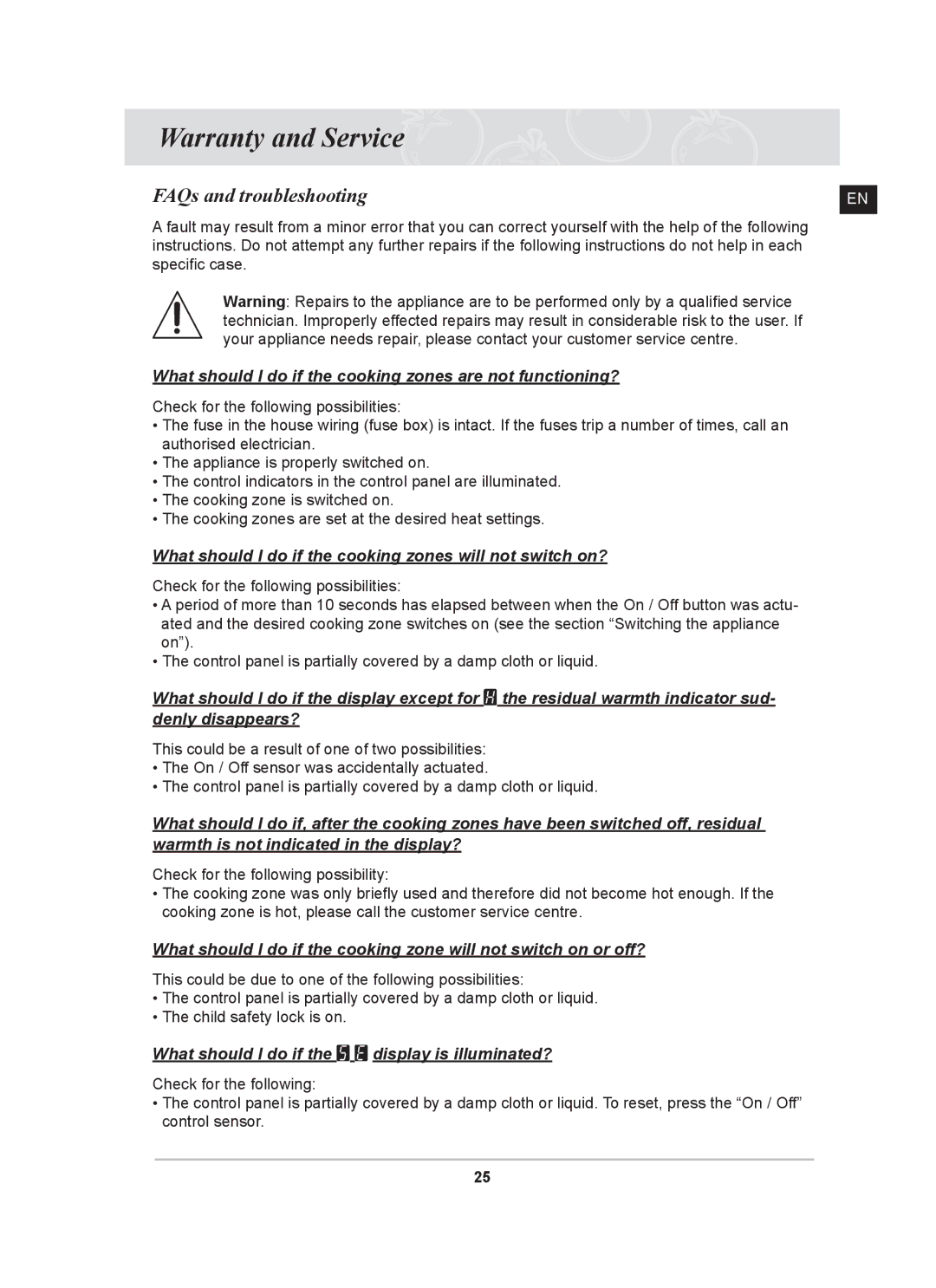 Samsung PKG003/XEH, C61R2CCN/XEH manual Warranty and Service, FAQs and troubleshooting 