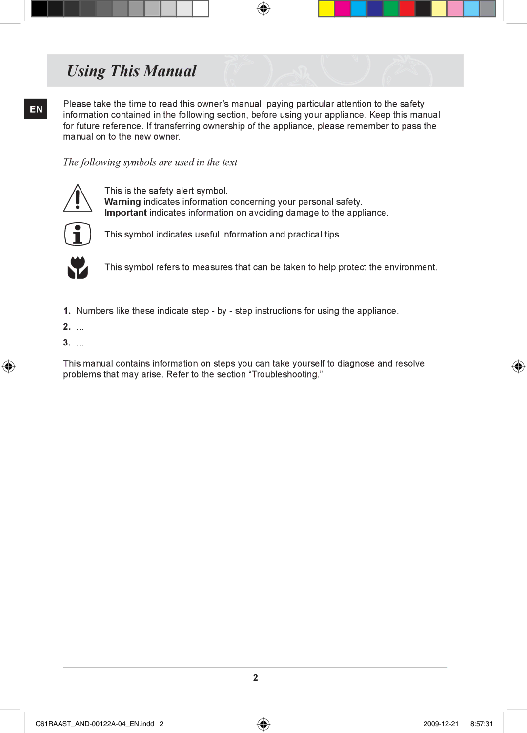 Samsung C61RAAST/AND manual Using This Manual, Following symbols are used in the text 