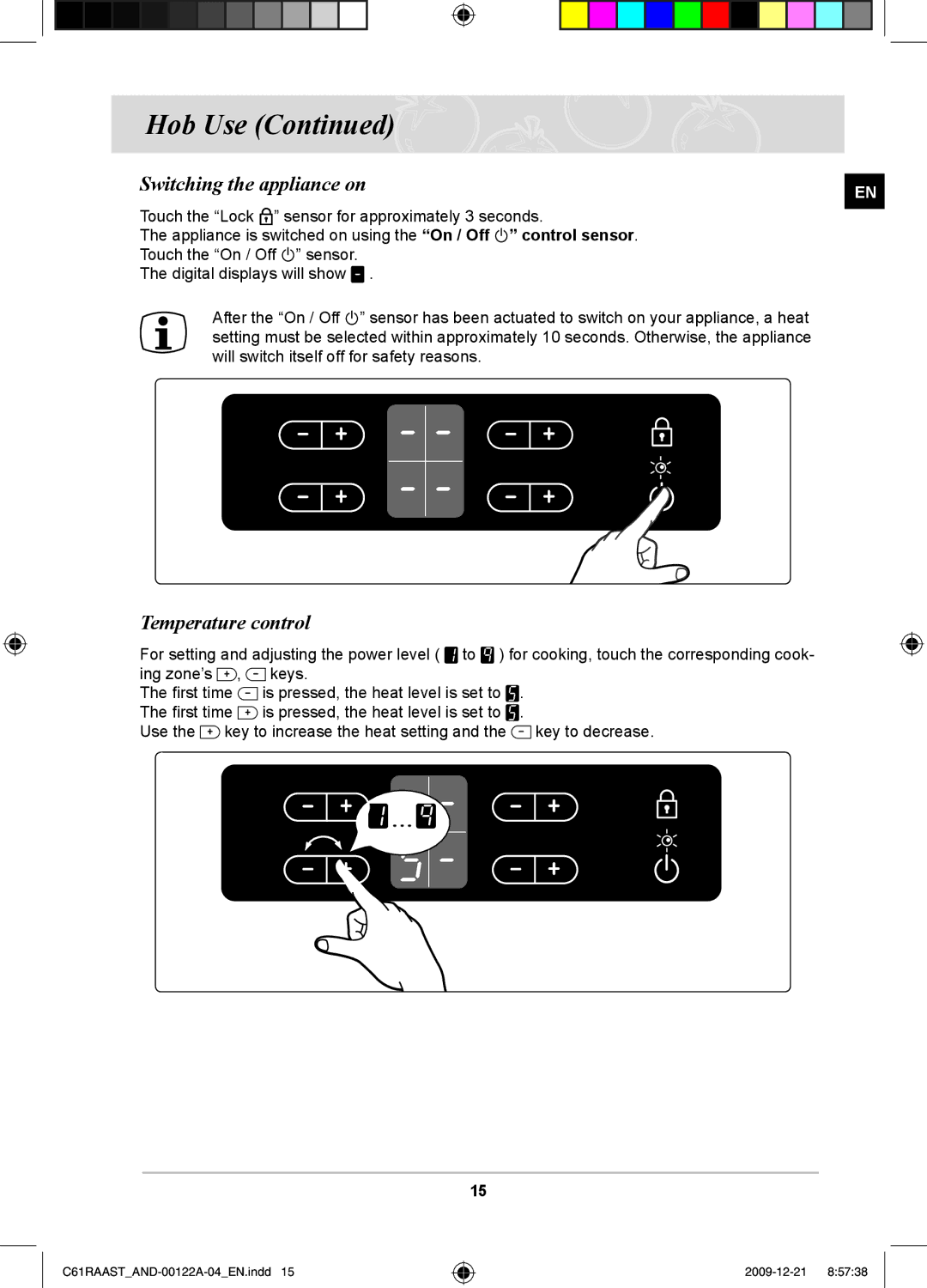 Samsung C61RAAST/AND manual Switching the appliance on, Temperature control 