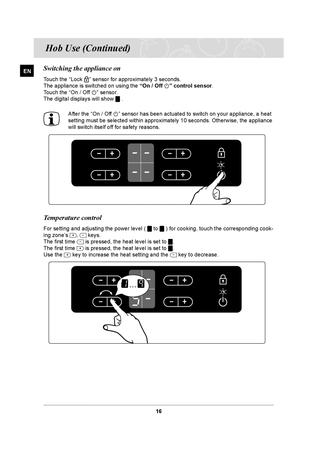 Samsung C61RAAST/BOL manual Switching the appliance on, Temperature control 