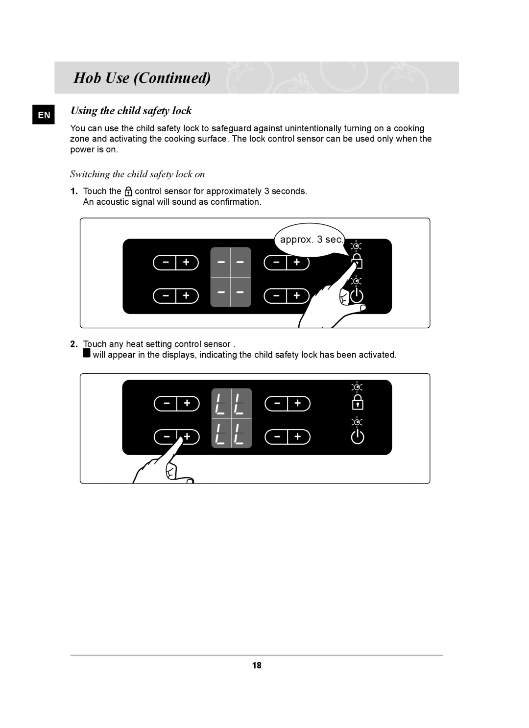 Samsung C61RAAST/BOL manual Using the child safety lock, Switching the child safety lock on 