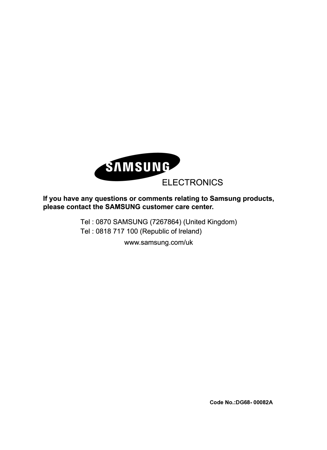 Samsung C61RAAST/SLI manual Code No.DG68- 00082A 