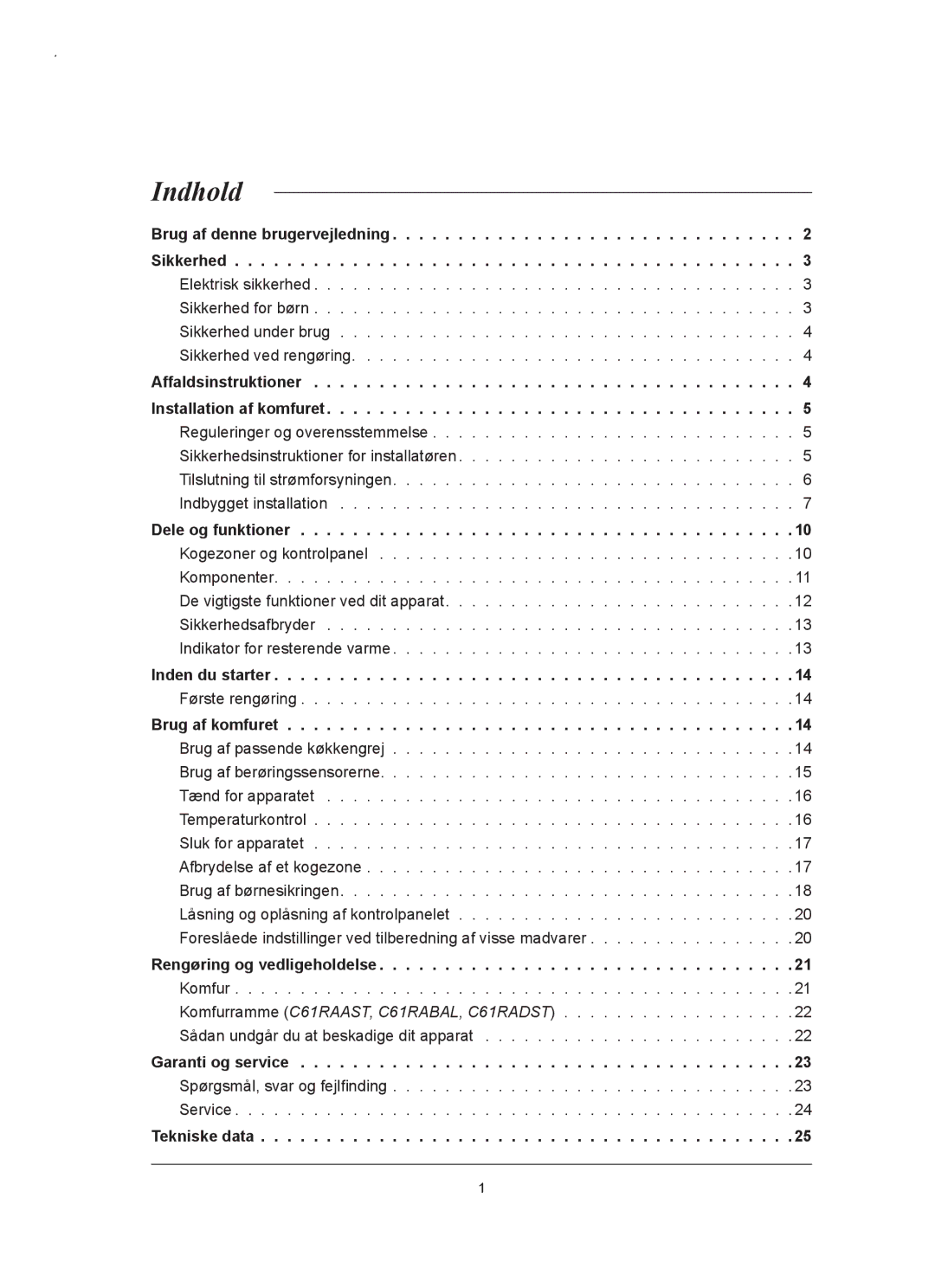 Samsung C61RAAST/XEE manual Indhold 