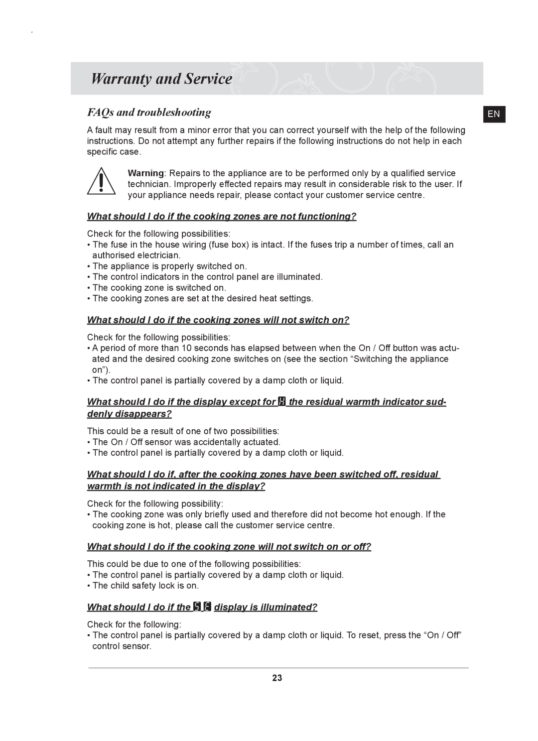 Samsung C61RAAST/XEE manual Warranty and Service, FAQs and troubleshooting 