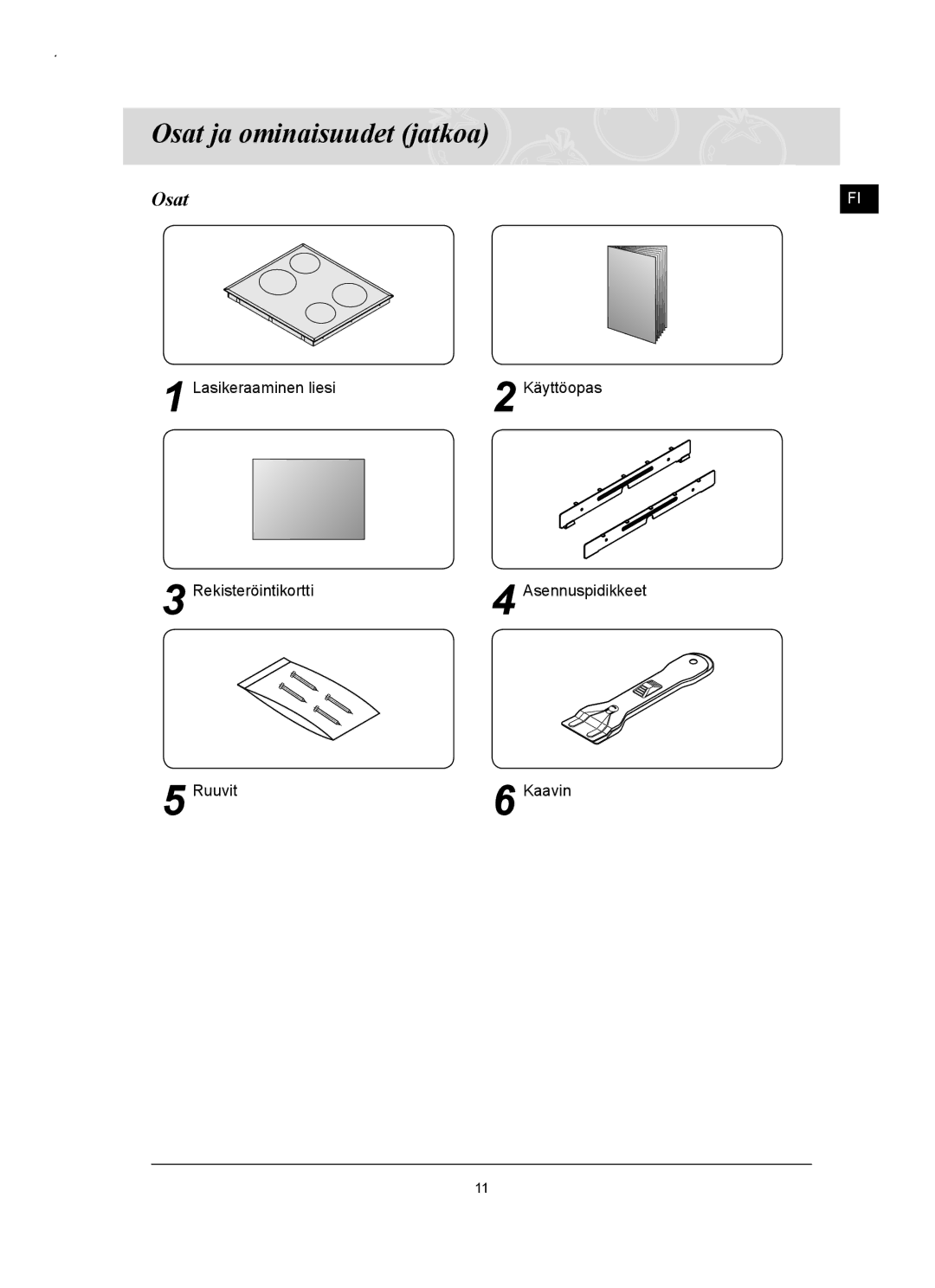 Samsung C61RAAST/XEE manual Osat ja ominaisuudet jatkoa 