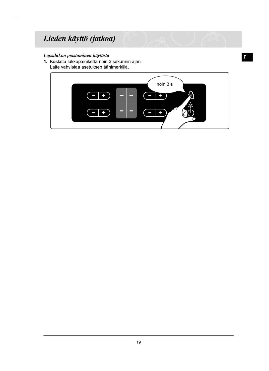 Samsung C61RAAST/XEE manual Lapsilukon poistaminen käytöstä 