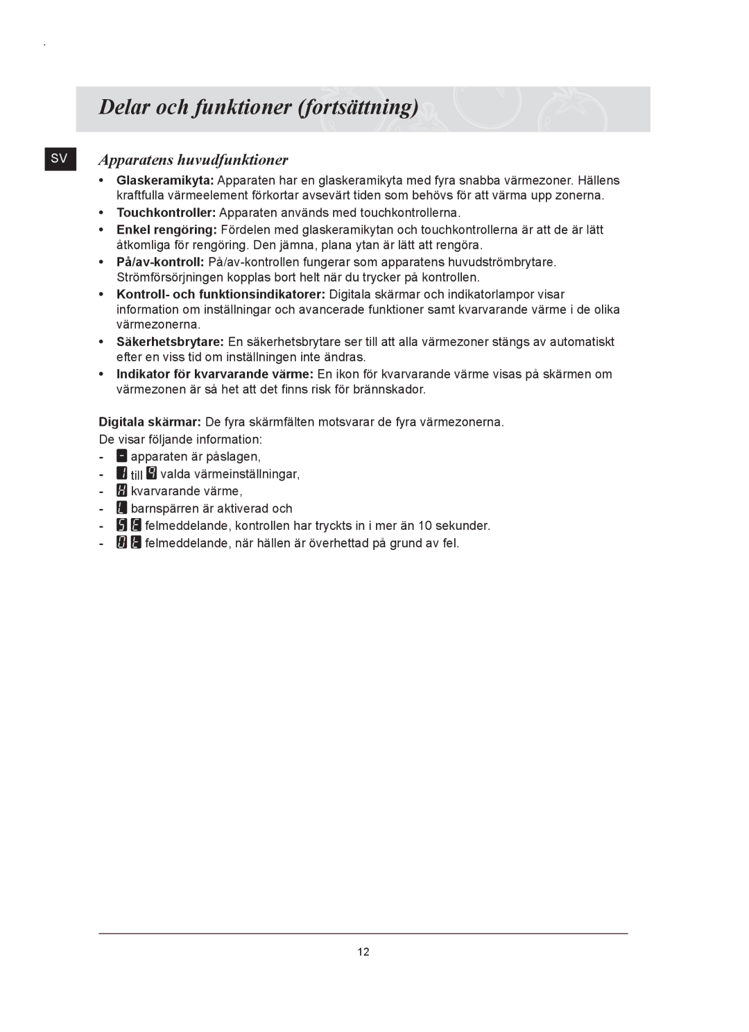 Samsung C61RAAST/XEE manual Apparatens huvudfunktioner 