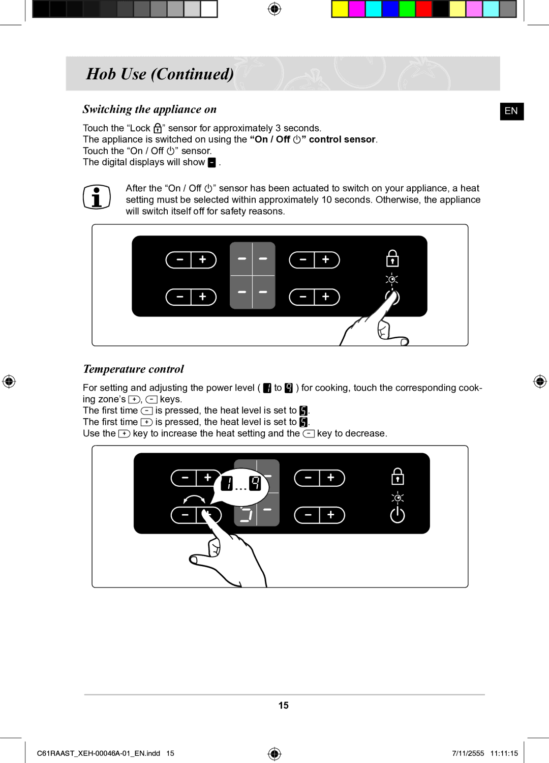 Samsung C61RAAST/XEH manual Switching the appliance on, Temperature control 