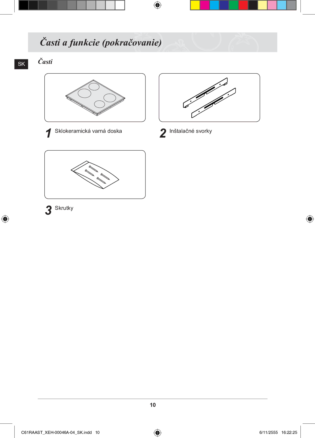 Samsung C61RAAST/XEH manual Časti a funkcie pokračovanie, SK Časti 