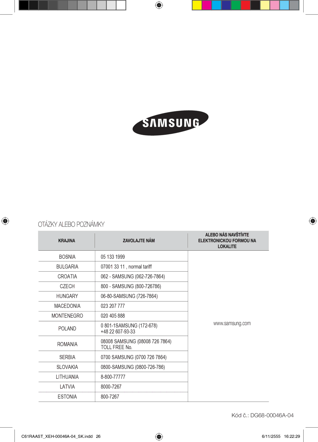 Samsung C61RAAST/XEH manual Croatia 